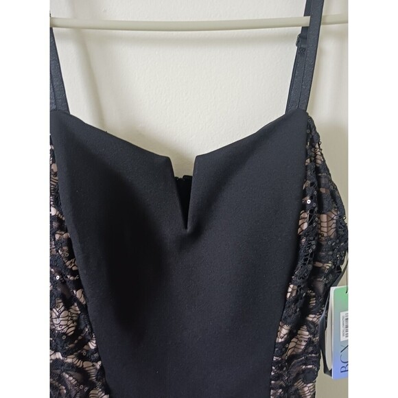 BCX Juniors Mini Bodycon Lace Dress Adjustable Straps Black Size11 - Picture 6 of 8